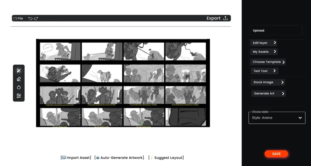 Storyboard Website Editor with Stock Image & Shot Reference Library