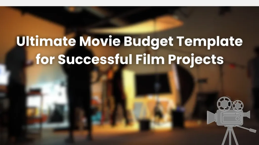 Blurry image of a film production set with crew members preparing equipment, representing the need for a structured movie budget template for efficient film project planning.